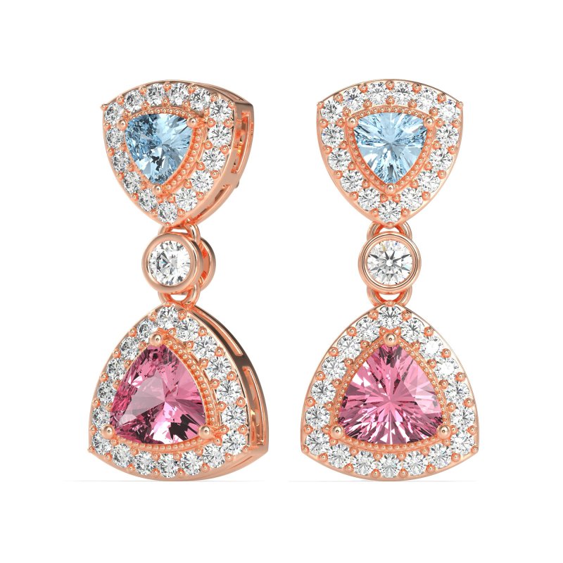 Trillion Halo Milgrain Earrings