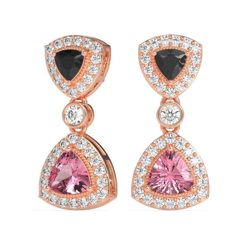 Trillion Halo Milgrain Earrings