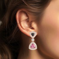 Trillion Halo Milgrain Earrings
