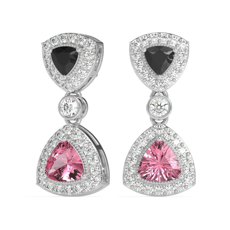 Trillion Halo Milgrain Earrings