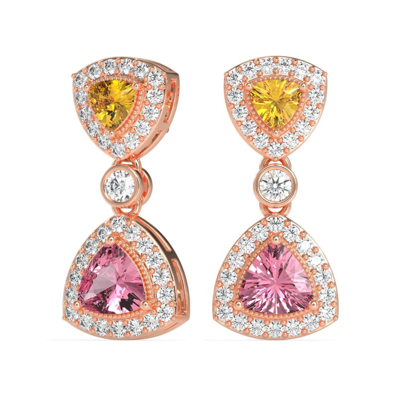 Trillion Halo Milgrain Earrings