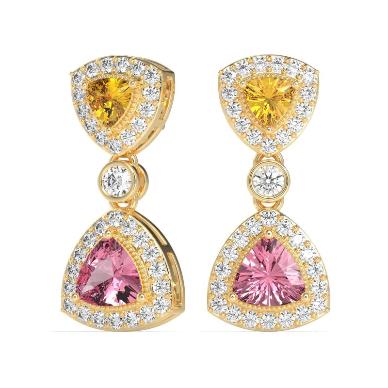 Trillion Halo Milgrain Earrings