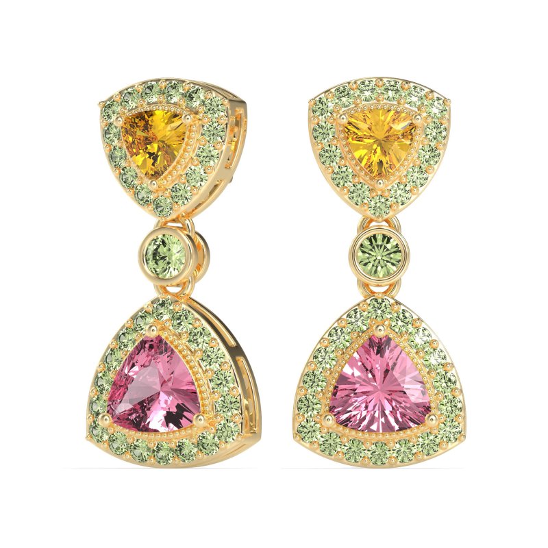 Trillion Halo Milgrain Earrings
