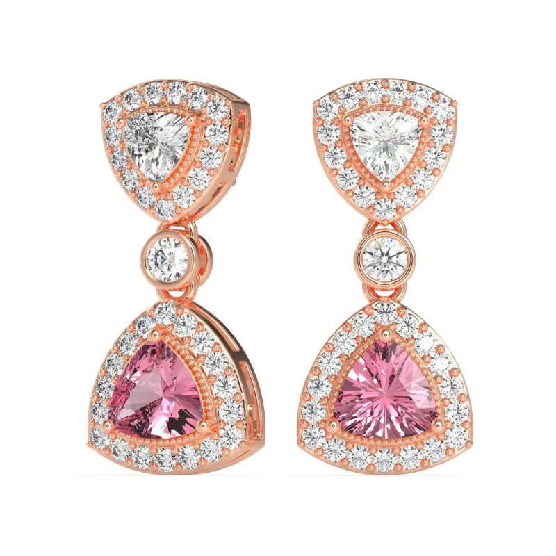 Trillion Halo Milgrain Earrings