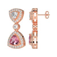 Trillion Halo Milgrain Earrings