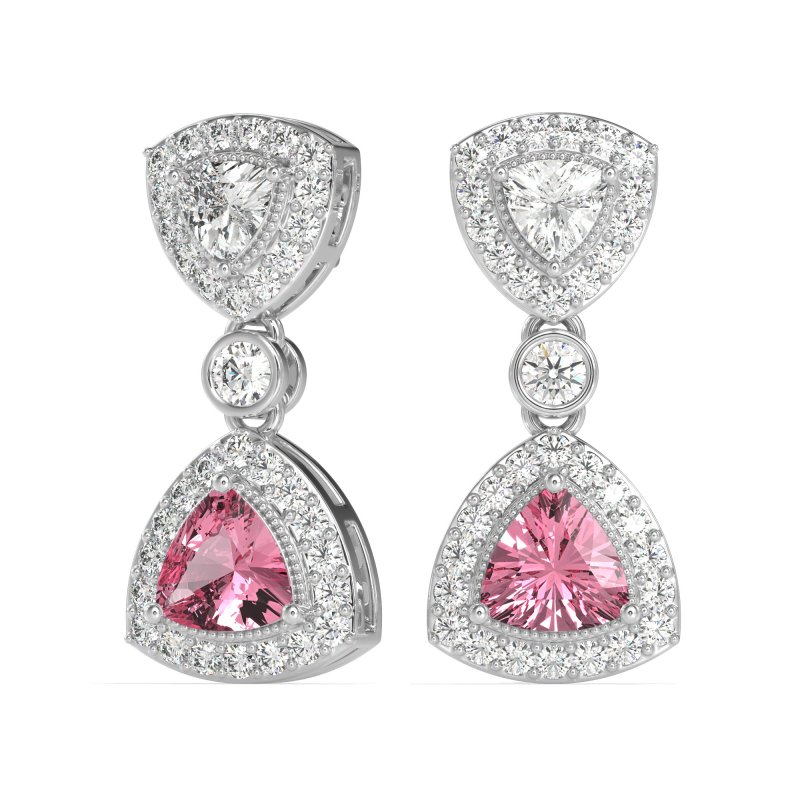 Trillion Halo Milgrain Earrings