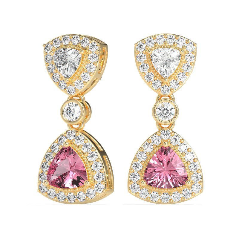 Trillion Halo Milgrain Earrings