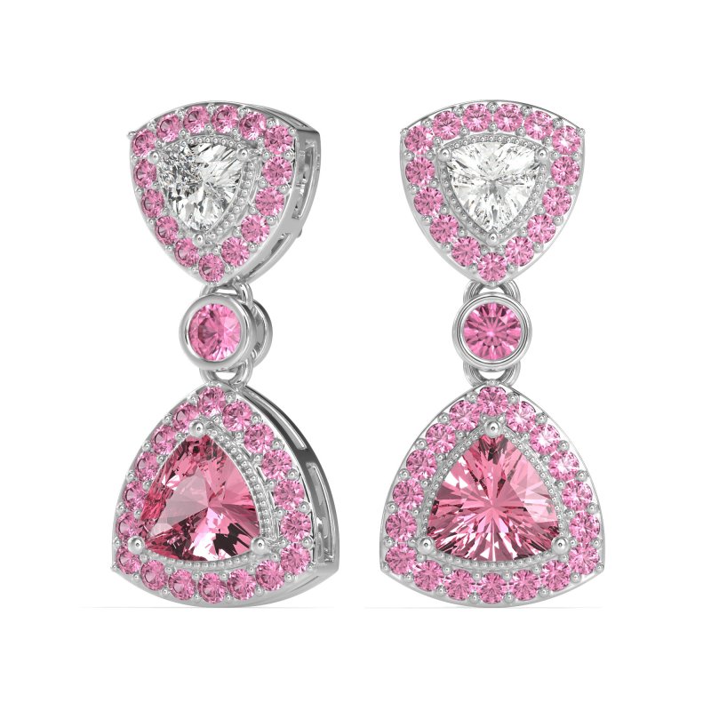 Trillion Halo Milgrain Earrings