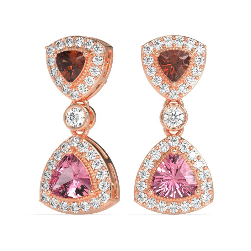 Trillion Halo Milgrain Earrings