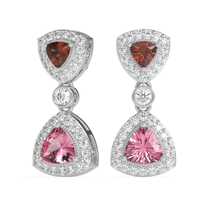 Trillion Halo Milgrain Earrings