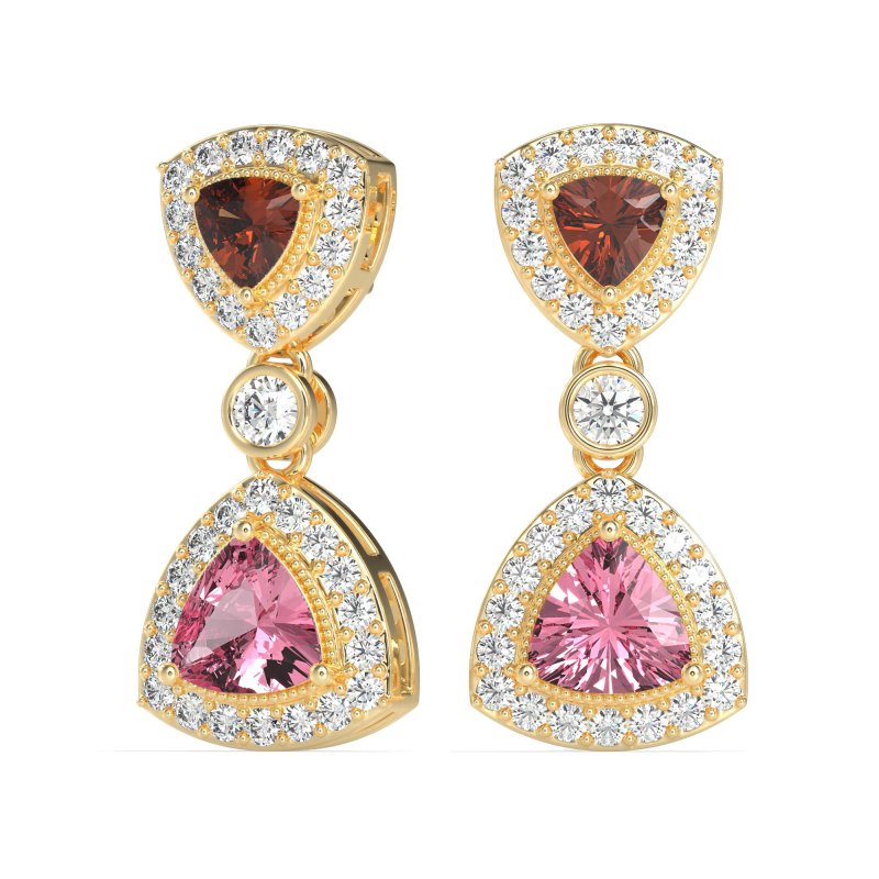 Trillion Halo Milgrain Earrings
