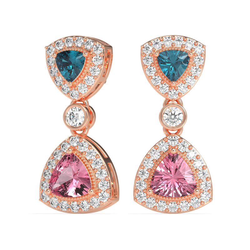 Trillion Halo Milgrain Earrings