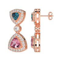 Trillion Halo Milgrain Earrings