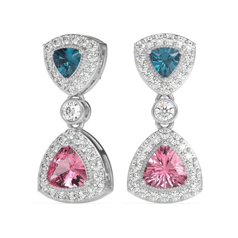 Trillion Halo Milgrain Earrings