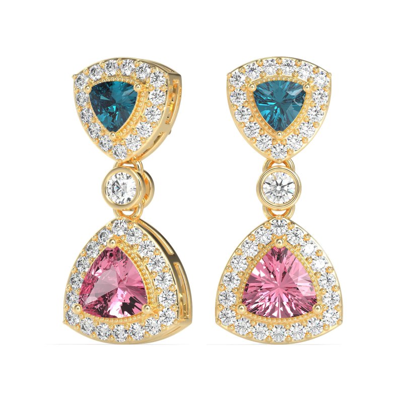 Trillion Halo Milgrain Earrings