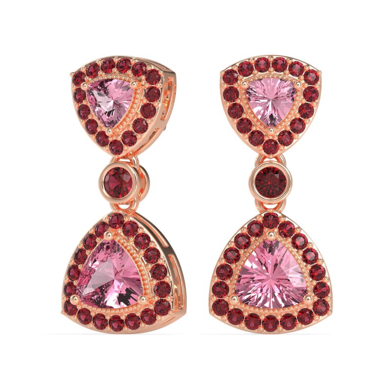 Trillion Halo Milgrain Earrings