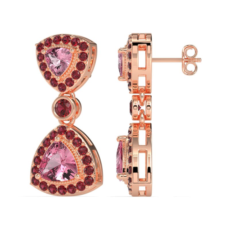 Trillion Halo Milgrain Earrings