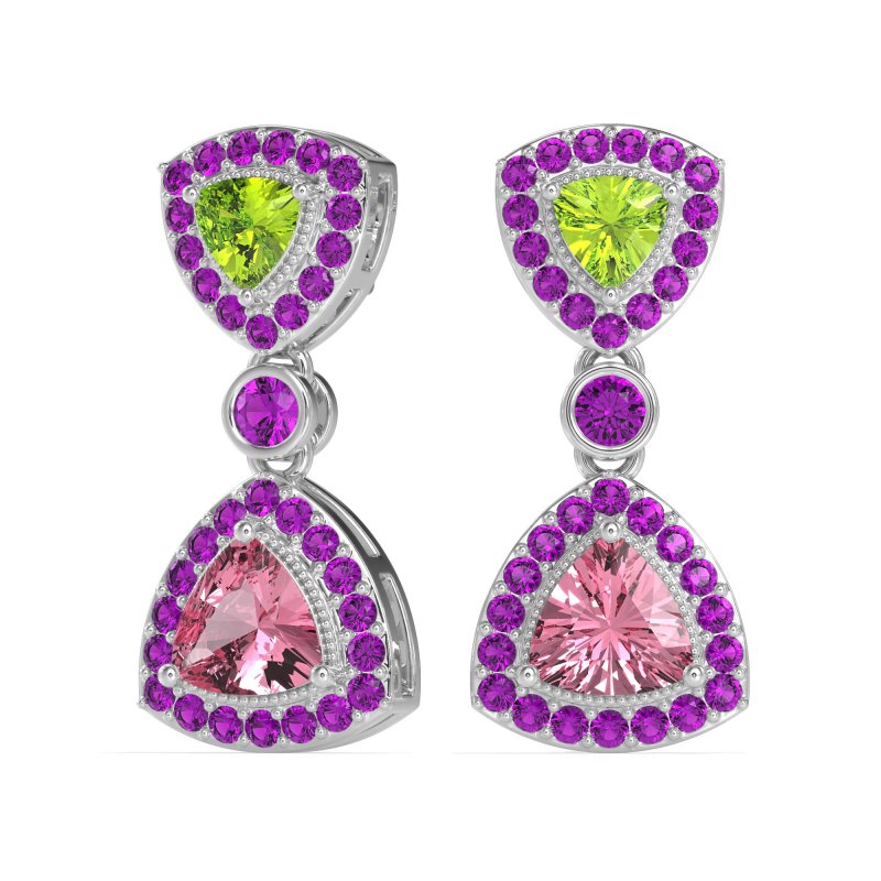 Trillion Halo Milgrain Earrings