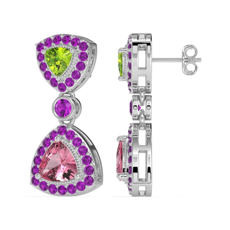 Trillion Halo Milgrain Earrings