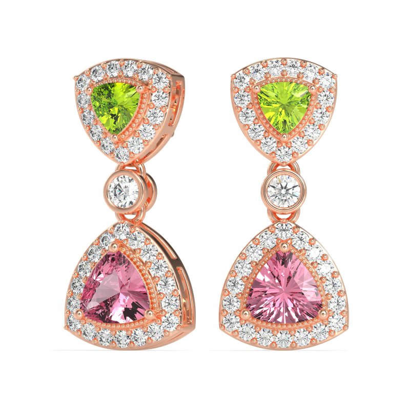 Trillion Halo Milgrain Earrings