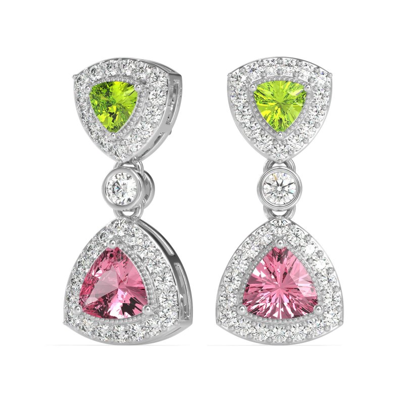 Trillion Halo Milgrain Earrings