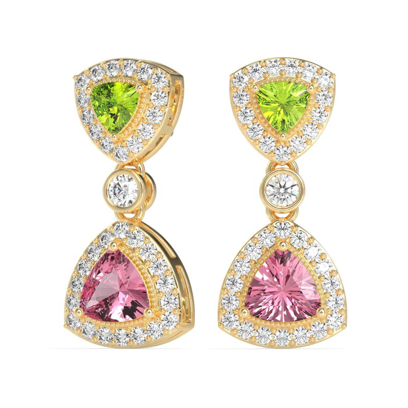 Trillion Halo Milgrain Earrings