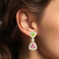 Trillion Halo Milgrain Earrings