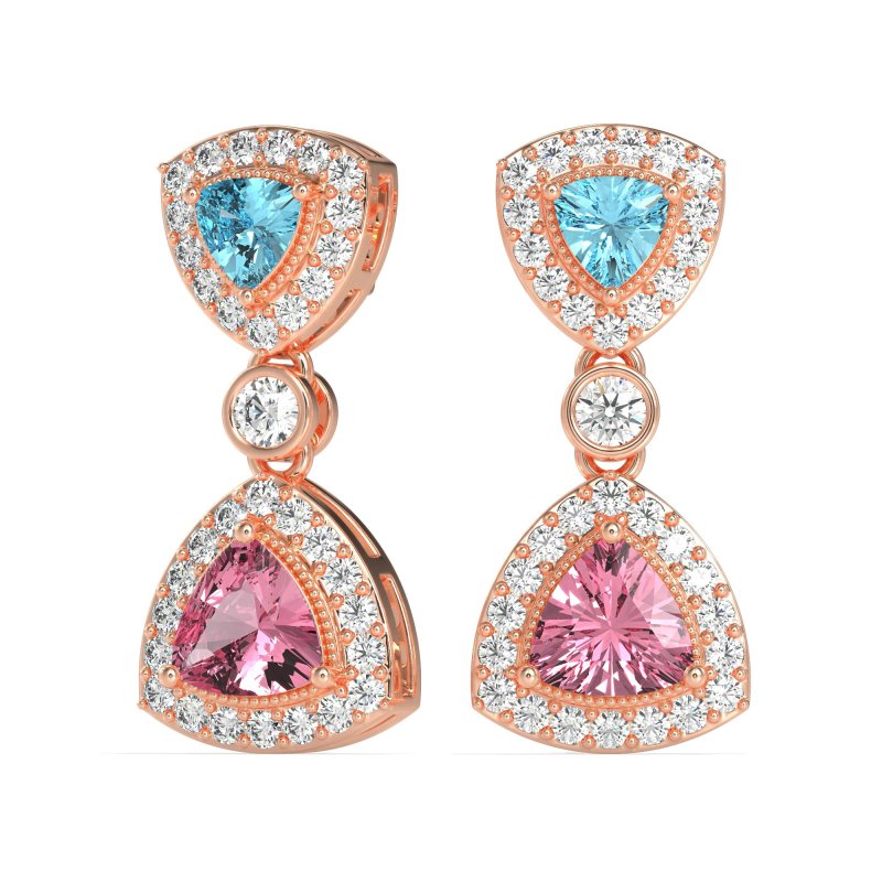 Trillion Halo Milgrain Earrings