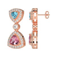 Trillion Halo Milgrain Earrings