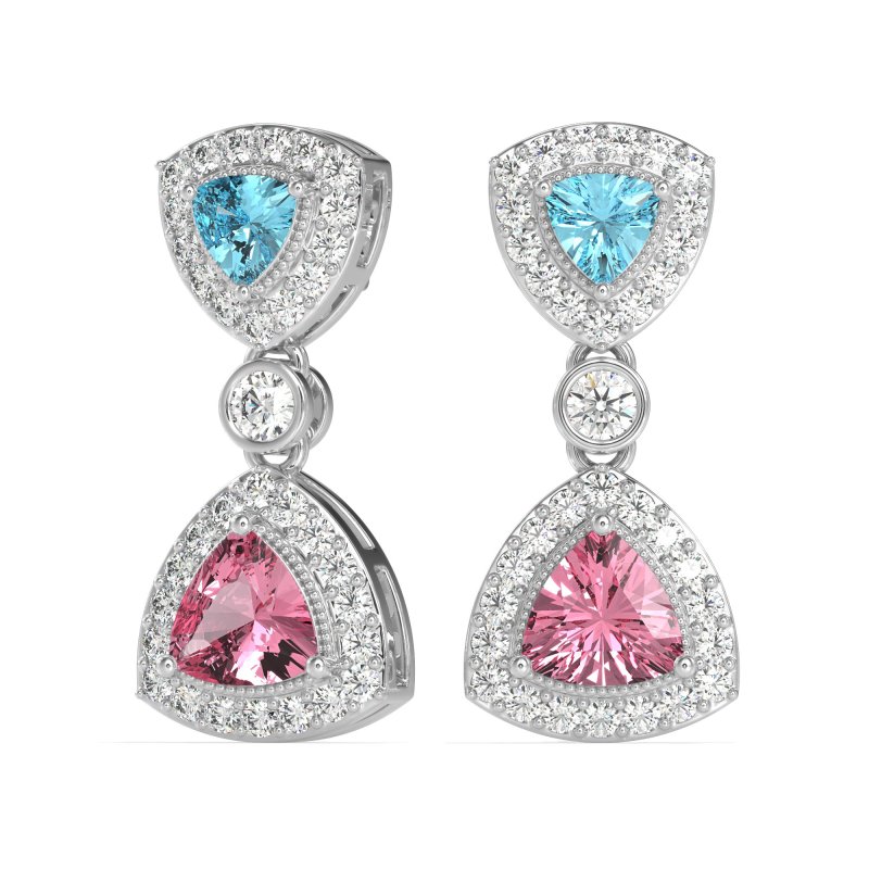 Trillion Halo Milgrain Earrings