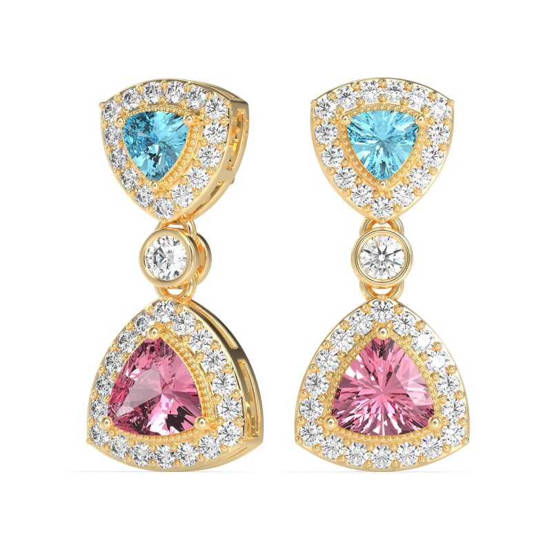 Trillion Halo Milgrain Earrings