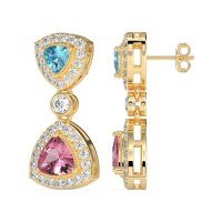 Trillion Halo Milgrain Earrings
