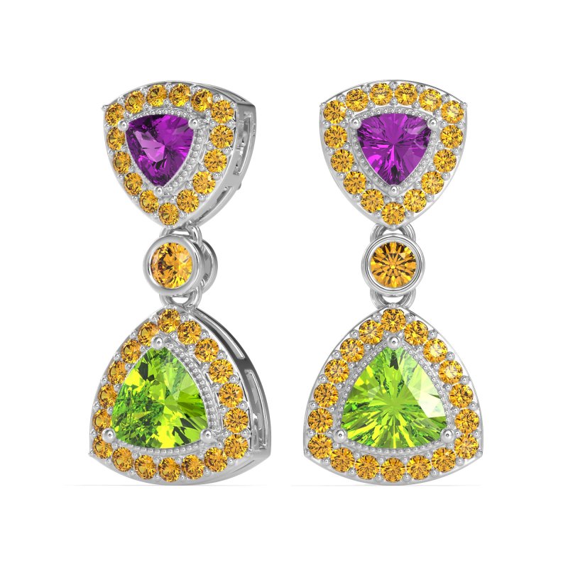 Trillion Halo Milgrain Earrings