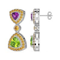 Trillion Halo Milgrain Earrings
