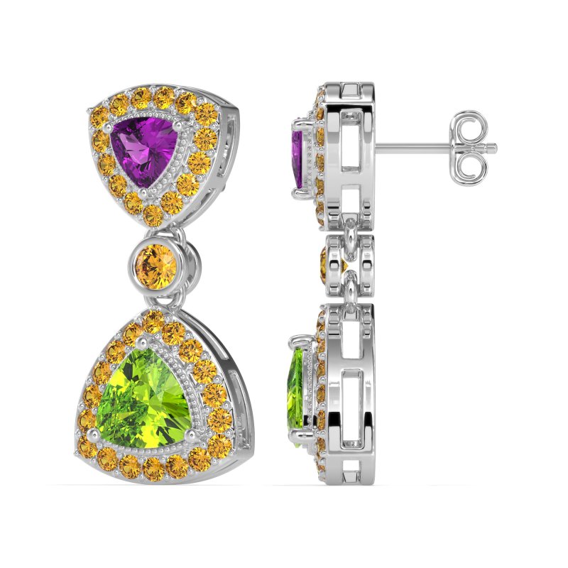 Trillion Halo Milgrain Earrings
