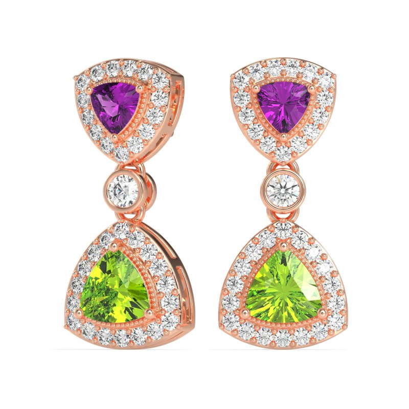 Trillion Halo Milgrain Earrings