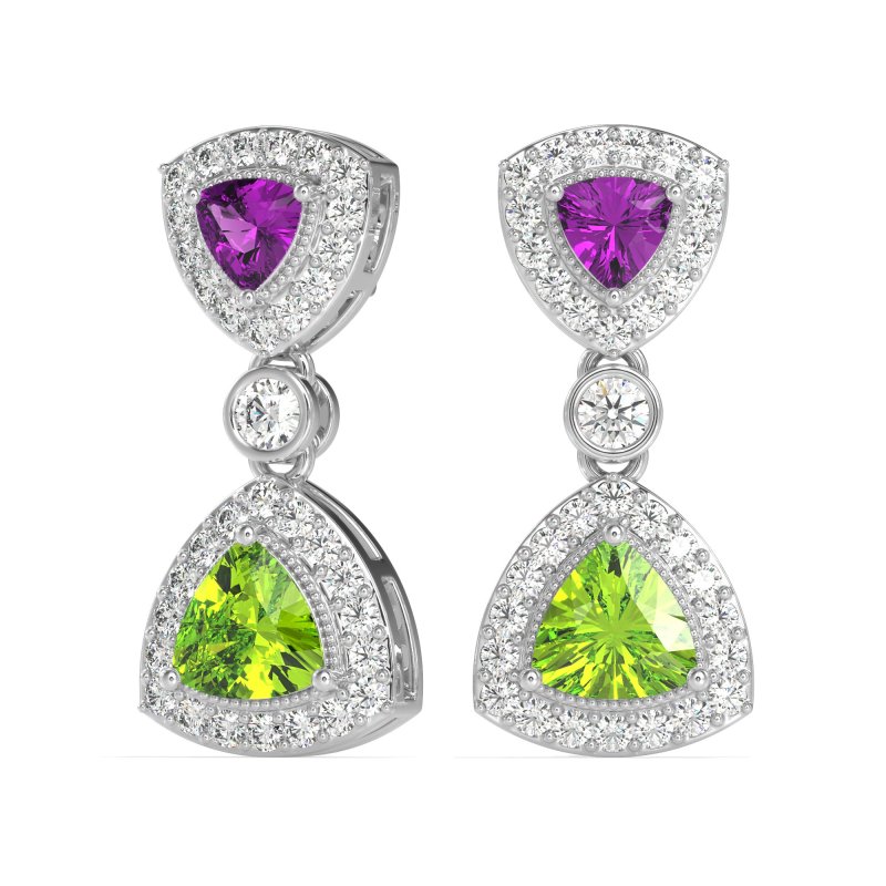 Trillion Halo Milgrain Earrings