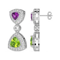Trillion Halo Milgrain Earrings