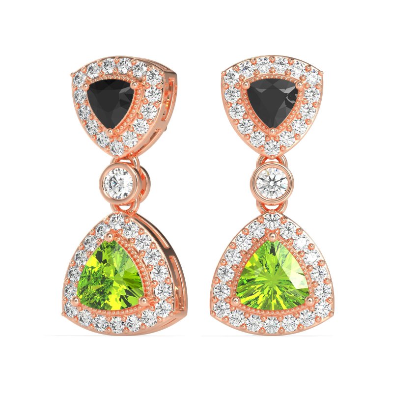 Trillion Halo Milgrain Earrings