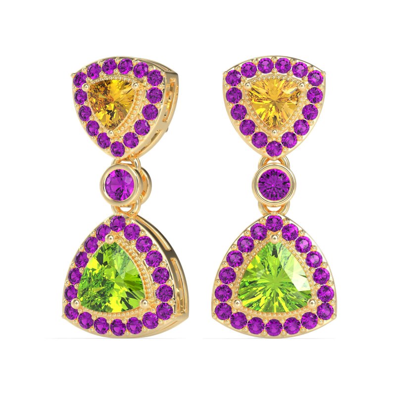 Trillion Halo Milgrain Earrings