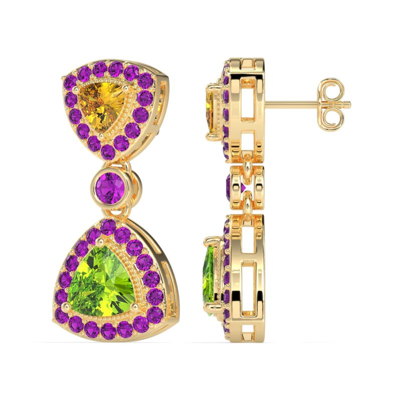Trillion Halo Milgrain Earrings
