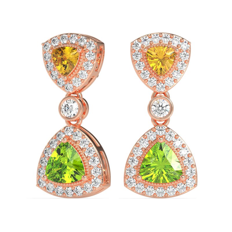 Trillion Halo Milgrain Earrings