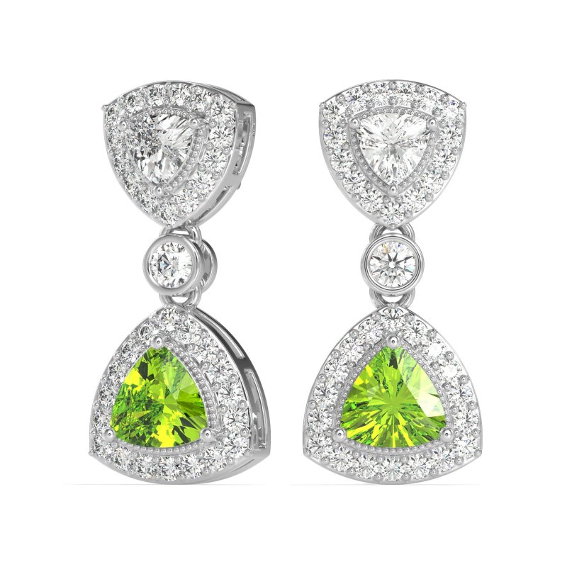 Trillion Halo Milgrain Earrings