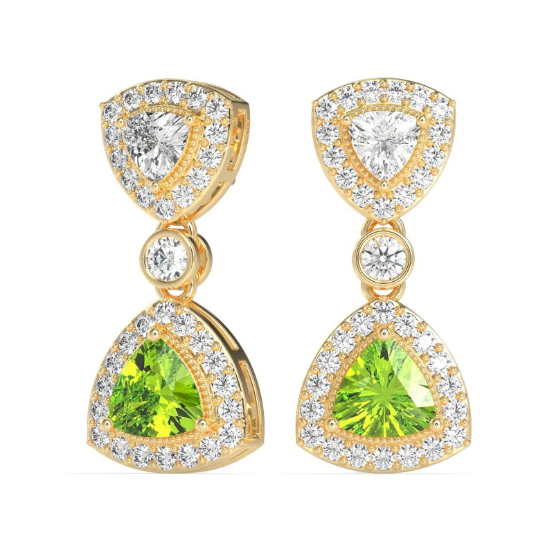 Trillion Halo Milgrain Earrings