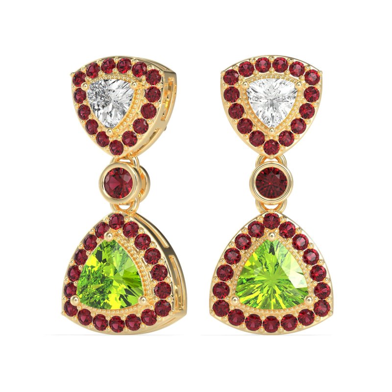 Trillion Halo Milgrain Earrings