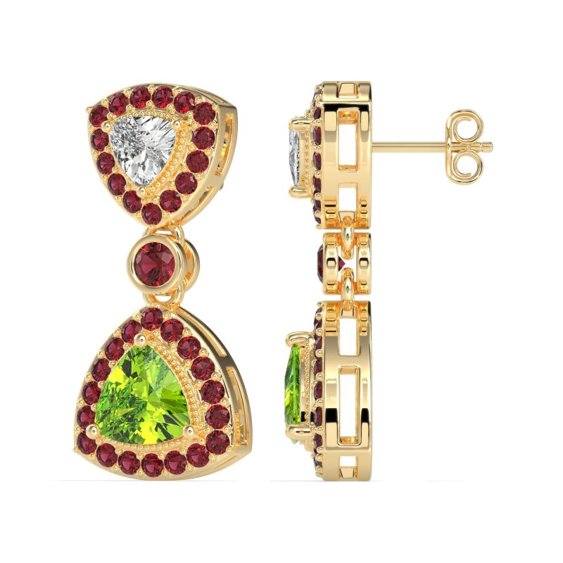 Trillion Halo Milgrain Earrings