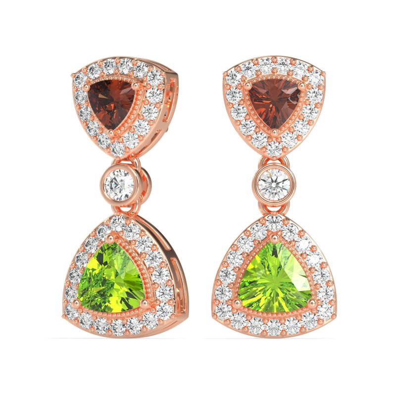 Trillion Halo Milgrain Earrings