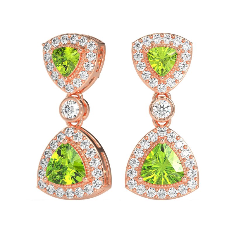 Trillion Halo Milgrain Earrings