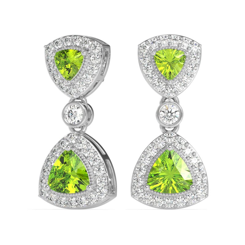 Trillion Halo Milgrain Earrings