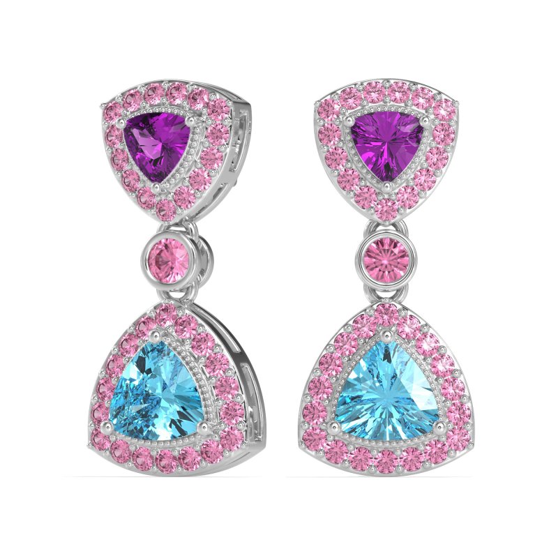 Trillion Halo Milgrain Earrings
